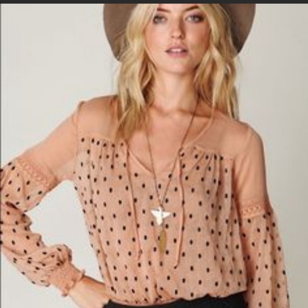 Free People Polka Dot Sheer Blouse